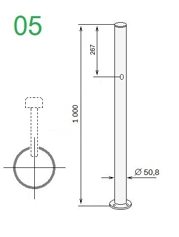 Схема стойки ограждения с фиксатором створки ALG-D50.8-05 (PERCo-BH02 2-14)